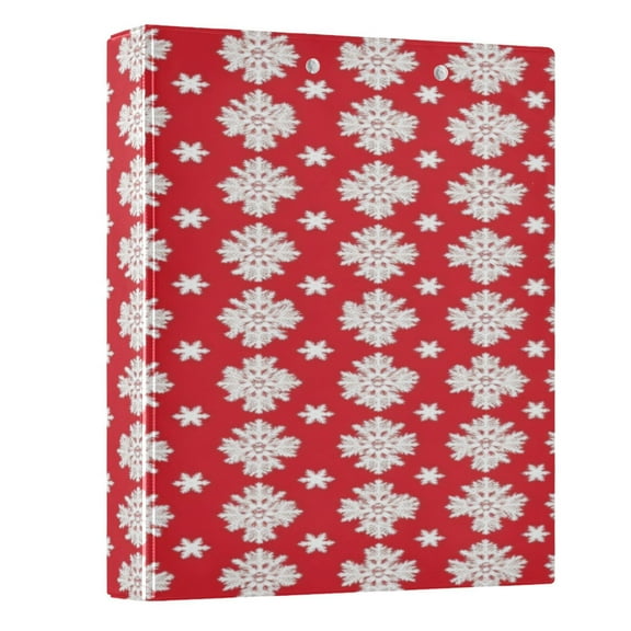 Red Background with White Snowflakes 3 Ring Hardcover Binders 1.5in Round Rings for Letter-Size Folder Paper Organizer Pockets for Office Student Recipe