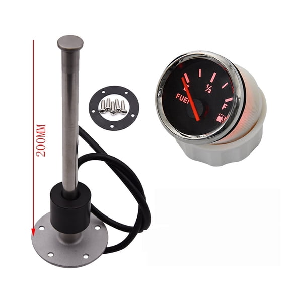 Red Backlight 52MM Fuel Level Gauge 0-190Ohm Oil Tank Level Indicator Meter With Fuel Level Sensor 150MM 200MM 250MM 450MM 500MM ,Adding Safety