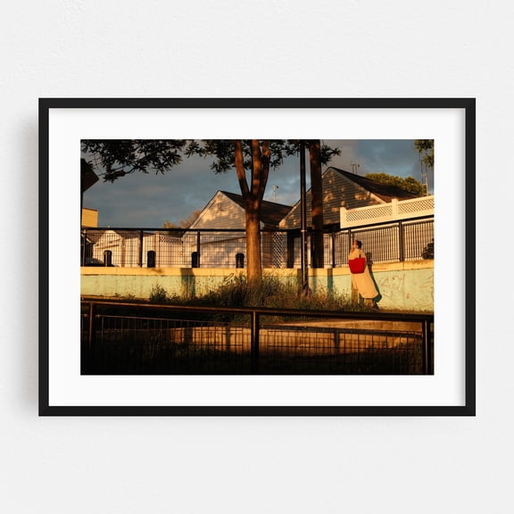 Red Bag at Golden Hour - Queens New York Photography Street Photography Architecture Sunset City Rural Graffiti Black Framed Wall Art Print 5 x 7 inches