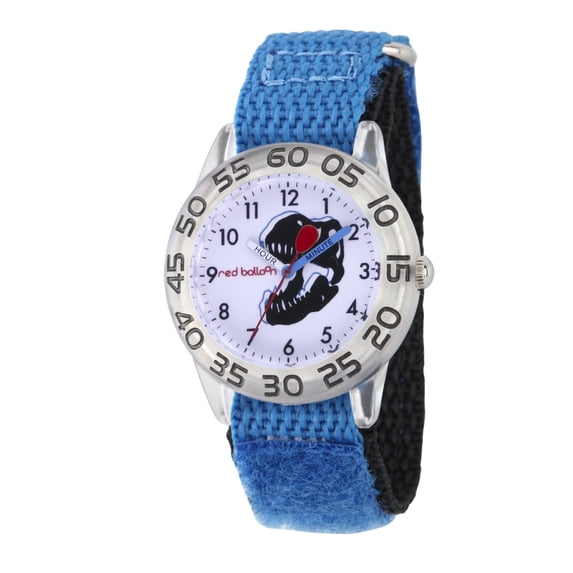 Red Balloon Dinosaur Boys' Clear Plastic Time Teacher Watch, 1-Pack