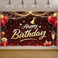 thumbnail image 1 of Red Balloons Banner Gold Party Hat Birthday Display Golden Butterflies Starry Sparkles Party Backdrop for Birthday Party Indoor Event Party Photo Shoot, 1 of 9