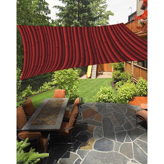 Red Bamboos Sun Shade Sail 12'X16' Natural Vintage Bamboos Tree Plant Image UV Block Outdoor Sail Shades Breathable Waterproof Rectangular Sunshade for Patio Garden Pool Pergola Porch