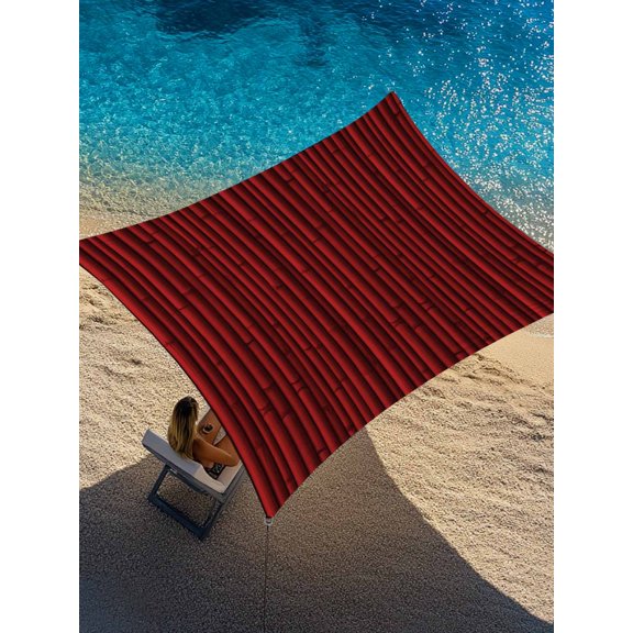 Red Bamboos Sun Shade Sail 12' x 16', Natural Vintage Bamboos Tree Plant Image Rectangle Outdoor Sunshade Canopy, Waterproof UV Block Patio Covers for Garden Yard Beach