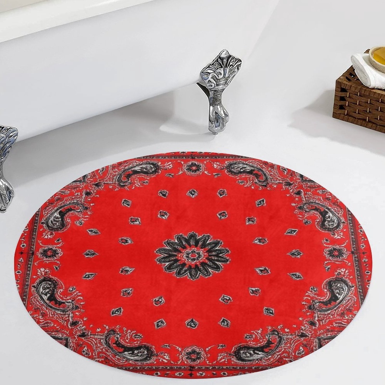 Red Bandana-1 Area Round Carpet Living Room Bedroom Rugs Door Pad Floor ...