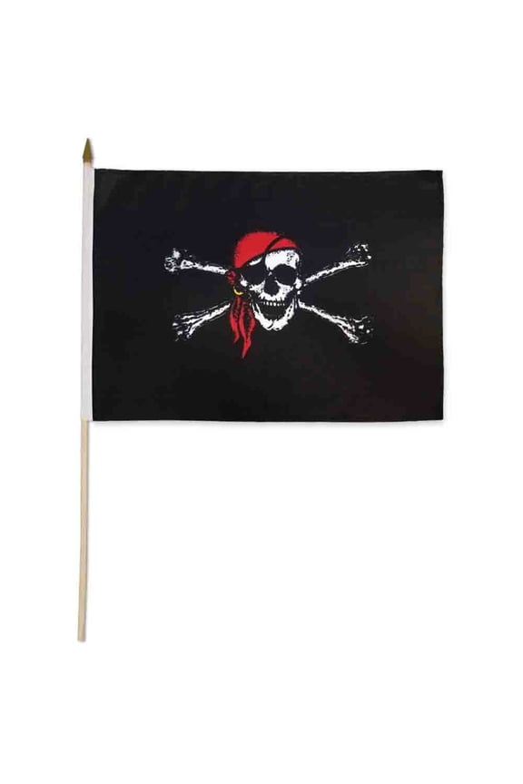 Red Bandana Jolly Roger 12x18" Stick Flags