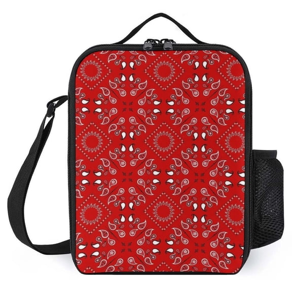 Red Bandana Lunch Bag Women Thermal Cooler Insulated Lunch Boxes for Adult Office