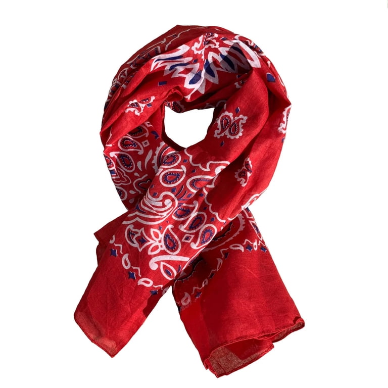 crabat Mix Bandana Scarf クラバット 大判シルクスカーフ Red Bandana Print Oversized Scarf - Walmart.com