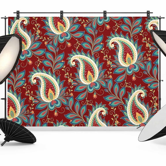 Red Bandanna Photography Backdrop 8x6FT, Ethnic Indian Style Photo Backdrops, Background for Photography Studio Photo Studio Background, Back Drop for Photoshoot
