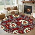 thumbnail image 1 of Red Bandanna Round Living Room Rugs 7 ft, Ethnic Indian Style Washable Area Rug with Non-Slip Sturdy Edge Binding Round Carpet for Kitchen Office Bedroom, 1 of 9
