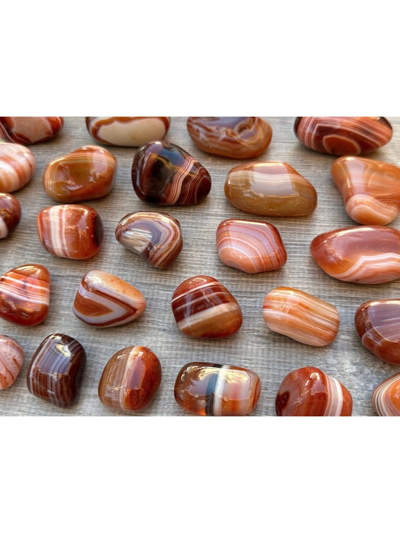 Red Banded Agate Tumbled Stones, Polished Red Banded Agate Gemstone, Red Banded Agate Healing Crystals (Red Banded Agate, 0.25 Pound)