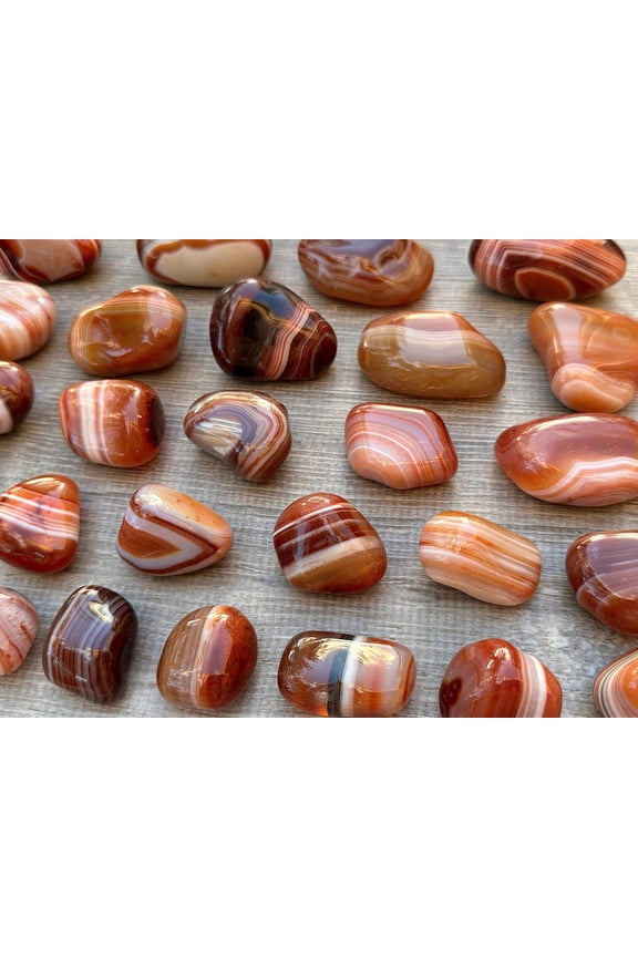 Red Banded Agate Tumbled Stones, Polished Red Banded Agate Gemstone, Red Banded Agate Healing Crystals (Red Banded Agate, 0.25 Pound)