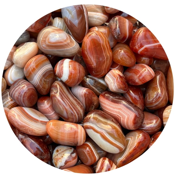 Red Banded Agate Tumbled Stones, Polished Red Banded Agate Gemstone, Red Banded Agate Healing Crystals (Red Banded Agate, 10 Pound)