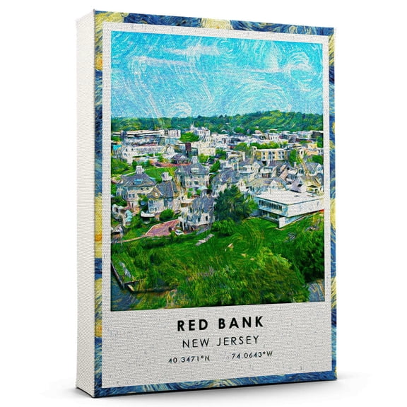 Red Bank Travel Canvas, New Jersey Travel Art Canvas, Red Bank Travel City Canvas, Travel Artwork Canvas