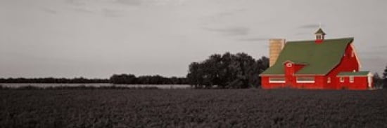 Red Barn Kankakee Illinois USA Canvas Art - Panoramic Images (36 x 12)