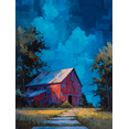 thumbnail image 1 of Red Barn Landscape Oil Painting Canvas Print Wall Art for Living Room Bedroom Farmhouse, 1 of 8