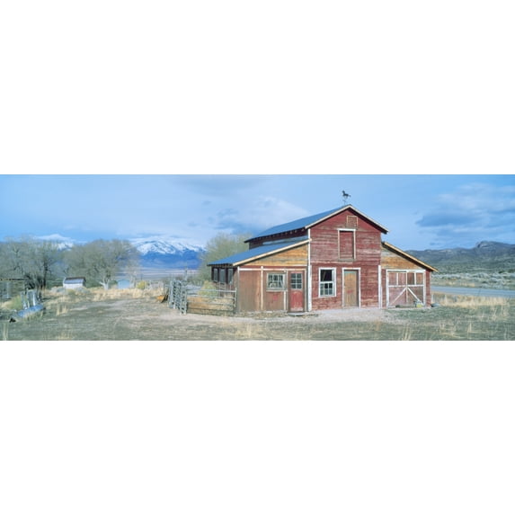 Red Barn, Route 50, Nevada Poster Print (36 x 12)
