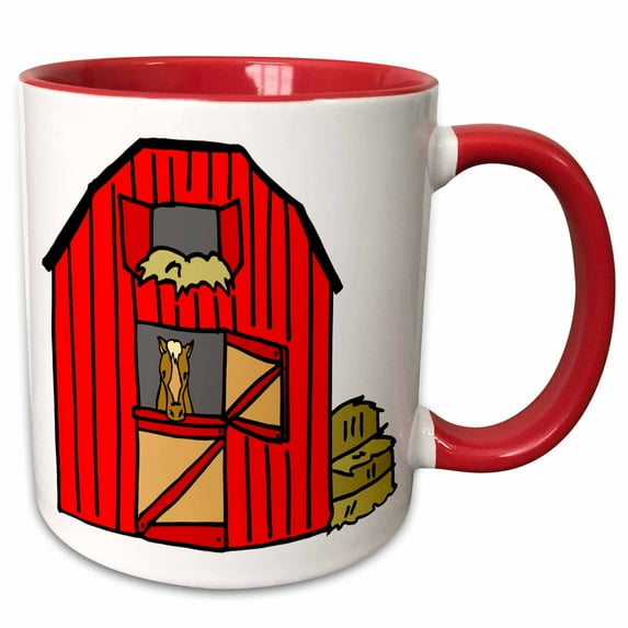 3drose, Red Barn Scene, 11oz Two-tone Red Mug