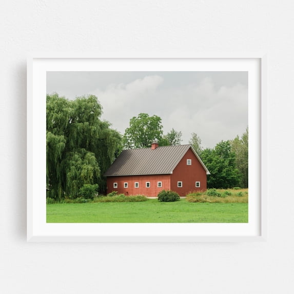 Red Barn, Shelburne - Shelburne Vermont Photography White Framed Wall Art Print 30 x 40 inches