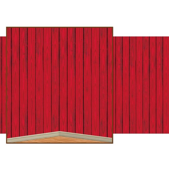 Red Barn Siding Backdrop 4' X 30' - 6 Pack (1 Per Package)