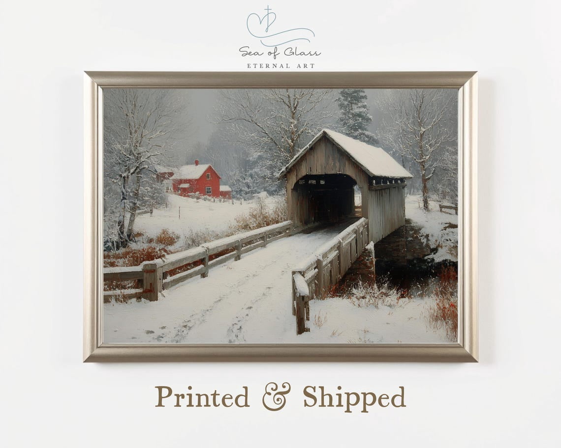 Red Barn In Snow Print Poster, Winter Barn Scene Art, Snowy Wall Art ...