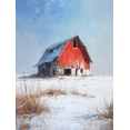 thumbnail image 1 of Red Barn Winter Landscape Oil Painting Canvas Print, Perfect for Living Room, Office, Farmhouse, Rustic Home, 1 of 8