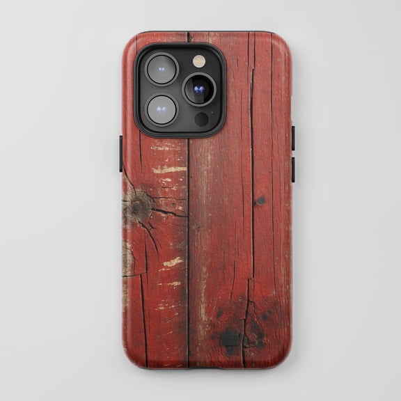 Red Barn Wood For All iPhone Series Tough Phone Case Rustic Red