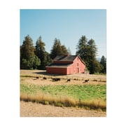 Red Barn, Woodside 02 - Woodside California Photography Barn Farmhouse Rustic Rural Landscape Scenic Unframed Wall Art Print 6 x 8 inches