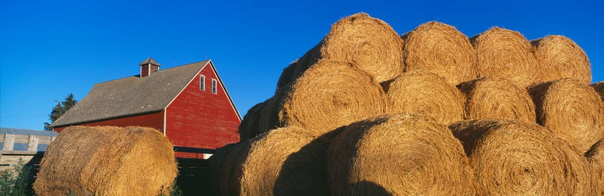 Red Barn and Haystacks Idaho Falls Canvas Art - Panoramic Images (27 x 9)