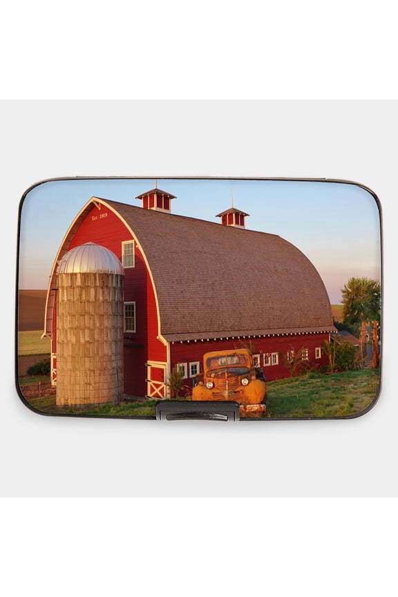 Red Barn and Old Truck RFID Armored Credit Card and Cash Wallet