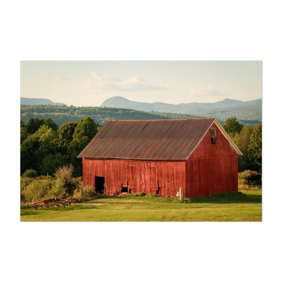 Red Barn in Burke - Burke Vermont Photography Barn Farm Rural Countryside Scenic Landscape Pastoral Unframed Wall Art Print 4 x 6 inches