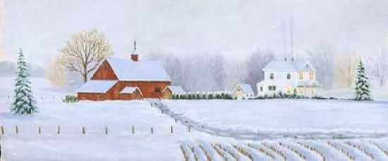 Red Barn in Snow Canvas Art - Julie Peterson (24 x 48)
