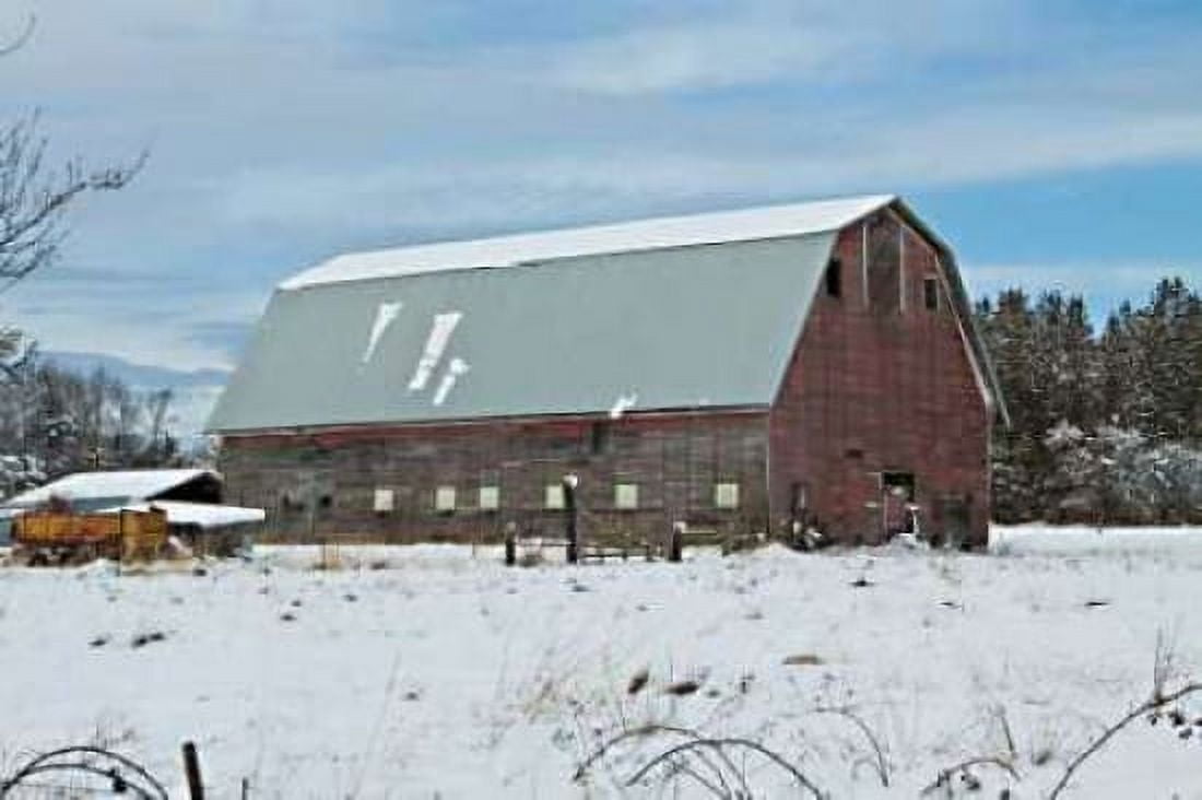 Red Barn in Winter Canvas Art - Dana Styber (24 x 36)