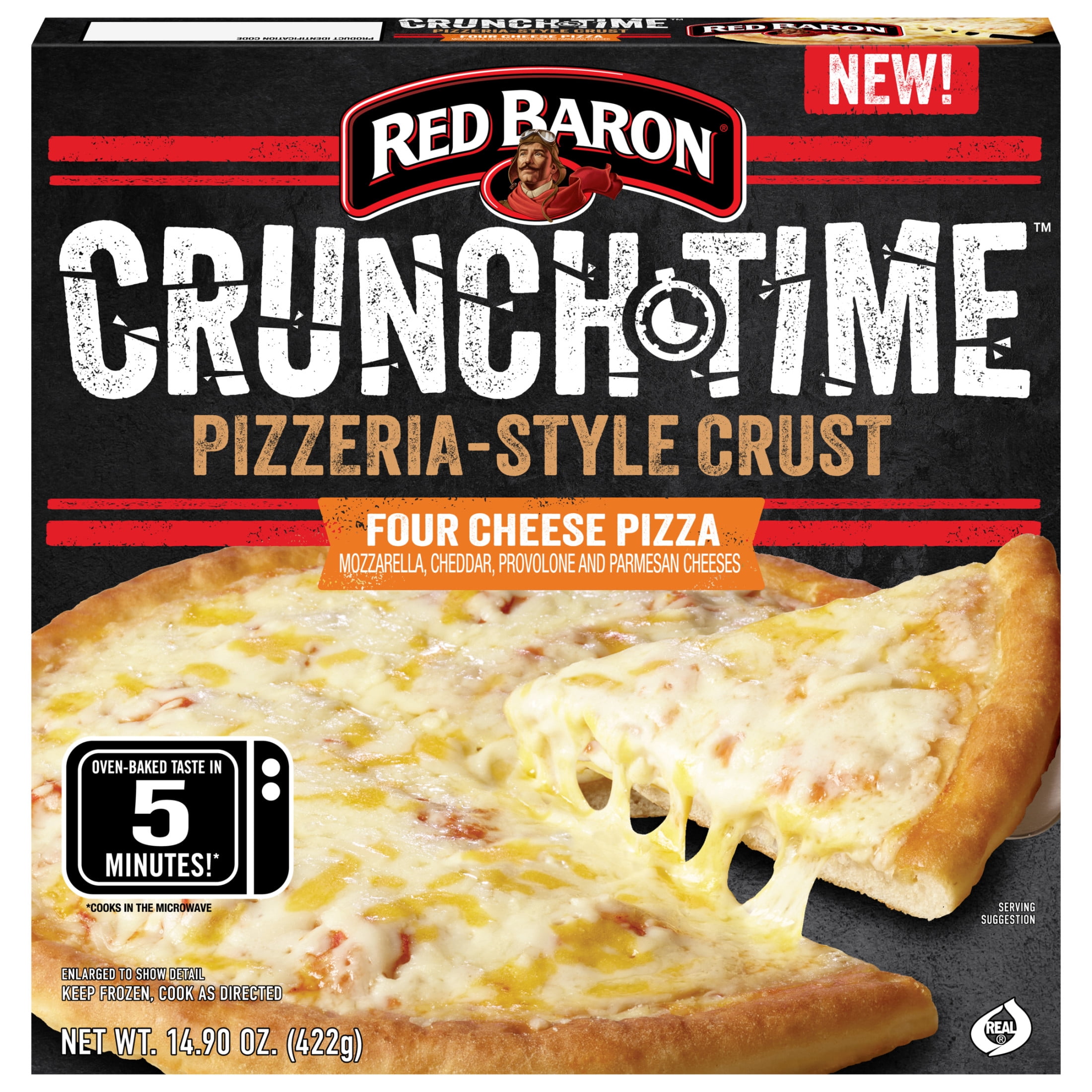 Red Baron Crunch Time Four Cheese Frozen Microwave Pizza, 14.9 oz