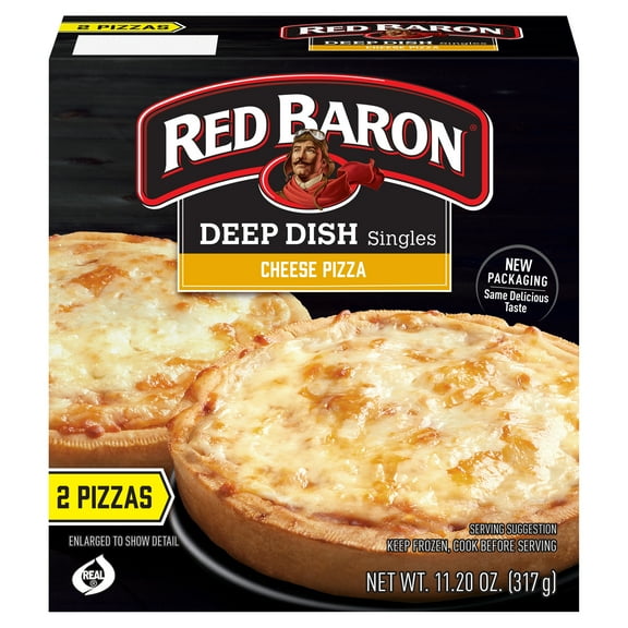 Red Baron Deep Dish Singles Cheese Pizza, 11.20 oz, 2 Ct (Frozen)