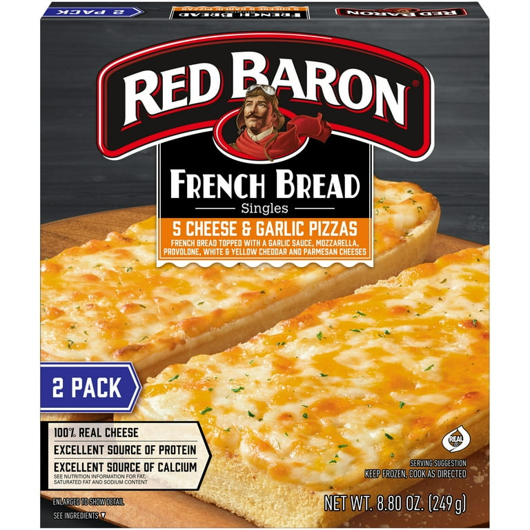 Red Baron Five Cheese and Garlic French Bread Personal Frozen Pizza, 8.8 oz 2 Pack