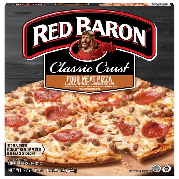Red Baron Four Meat Classic Crust Frozen Pizza, 21.95 oz