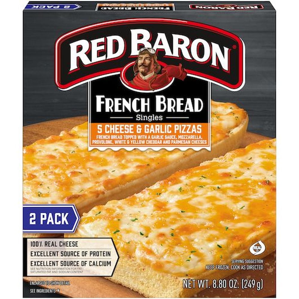 Red Baron French Bread Singles 5 Cheese and Garlic Pizza, 8.8 Ounce -- 12 per Case.