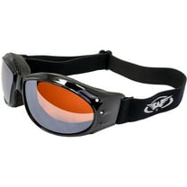 Global Vision Red Baron Motorcycle Biker Aviator Dirt Bike Goggles Black Padded Frame w/ Mirrored Lens (Flash Mirror).