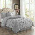 thumbnail image 1 of Swift Home  Modern Diamond Pintuck Ultra-Soft Microfiber 3-Piece Bedding Comforter Set Silver Twin, 1 of 5