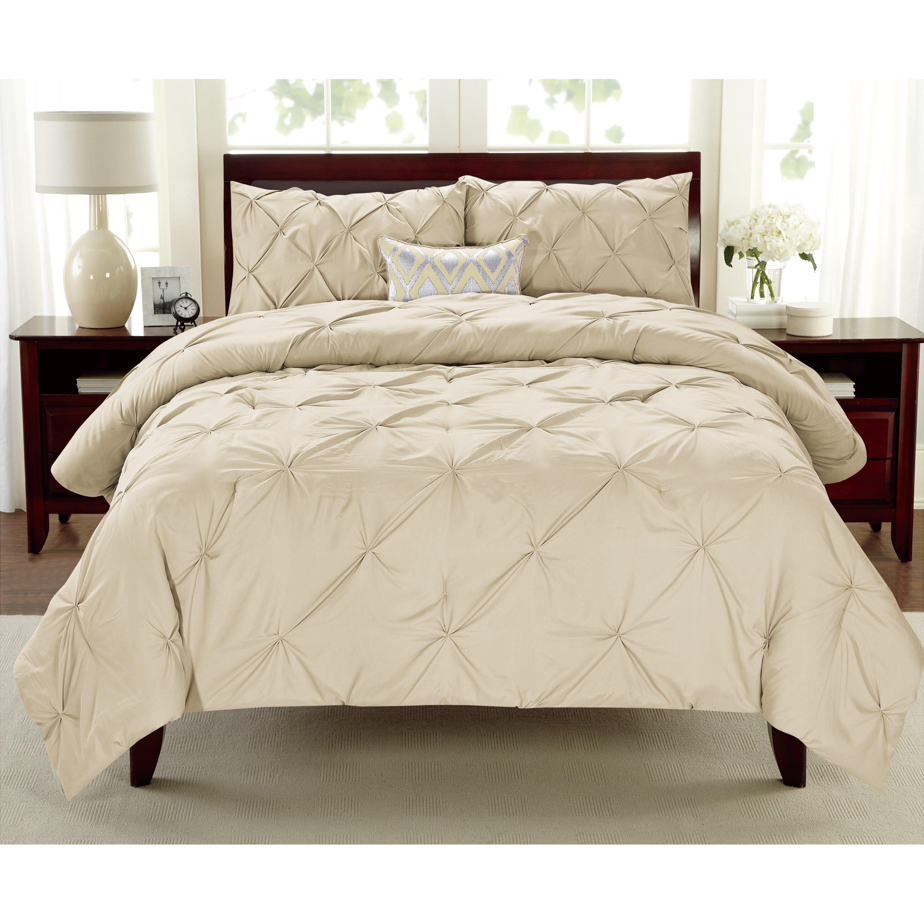 Taupe Twin Pintuck Down Alternative Microfiber Comforter Set