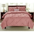 thumbnail image 1 of Swift Home  Modern Diamond Pintuck Ultra-Soft Microfiber 3-Piece Bedding Comforter Set Coral Twin, 1 of 5