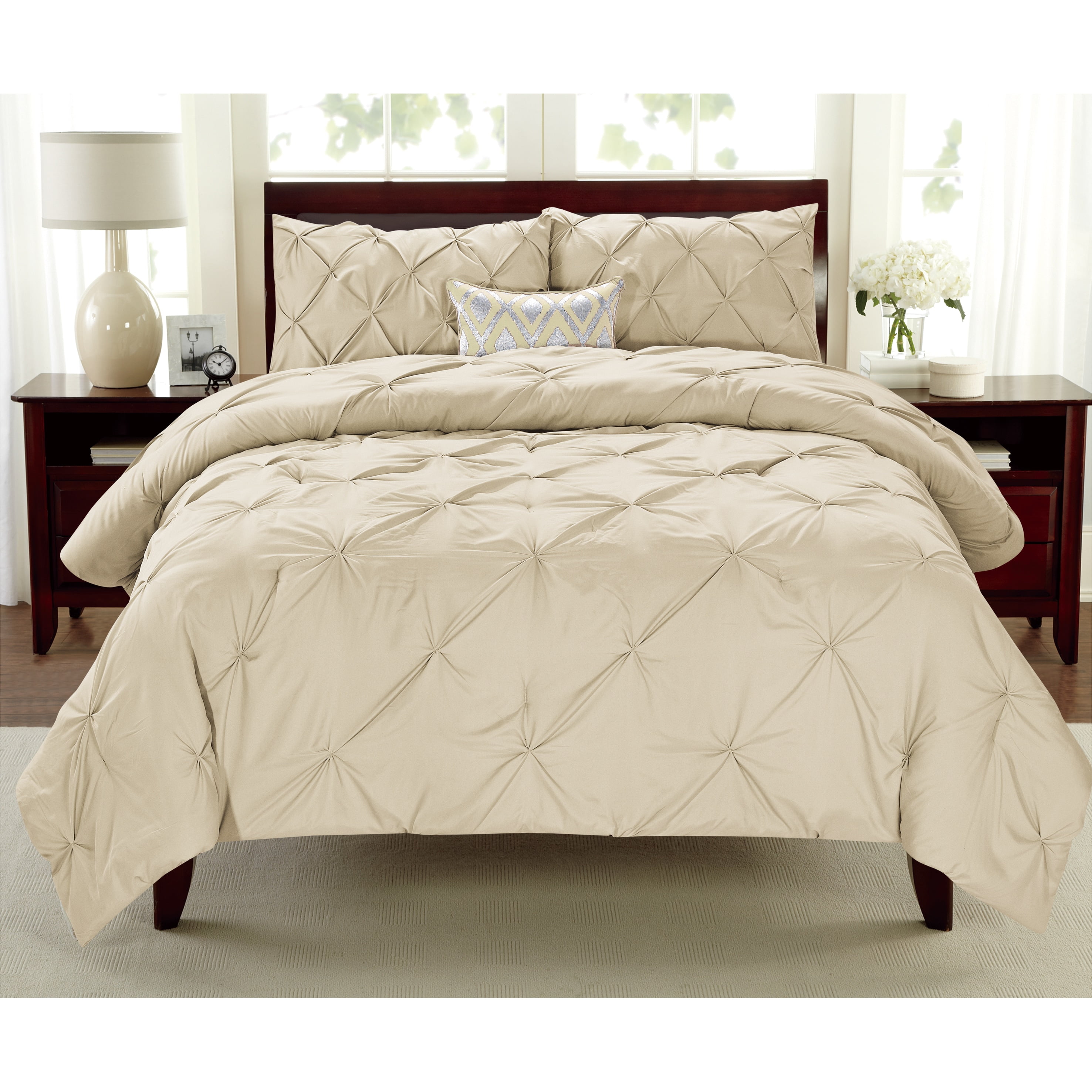 Taupe Twin Pintuck Down Alternative Microfiber Comforter Set