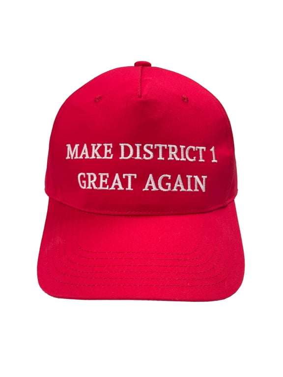 Red Baseball Hat Make District 1 First Again Hat Cap Funny Political Parody Cloth, Red Adjustable Baseball Headgear, Embroidered Slogan