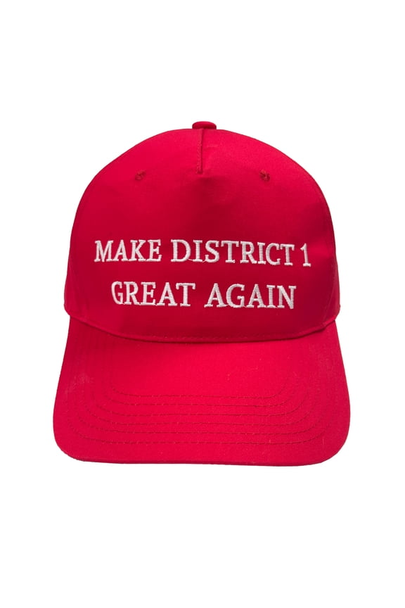 Red Baseball Hat Make District 1 First Again Hat Cap Funny Political Parody Cloth, Red Adjustable Baseball Headgear, Embroidered Slogan
