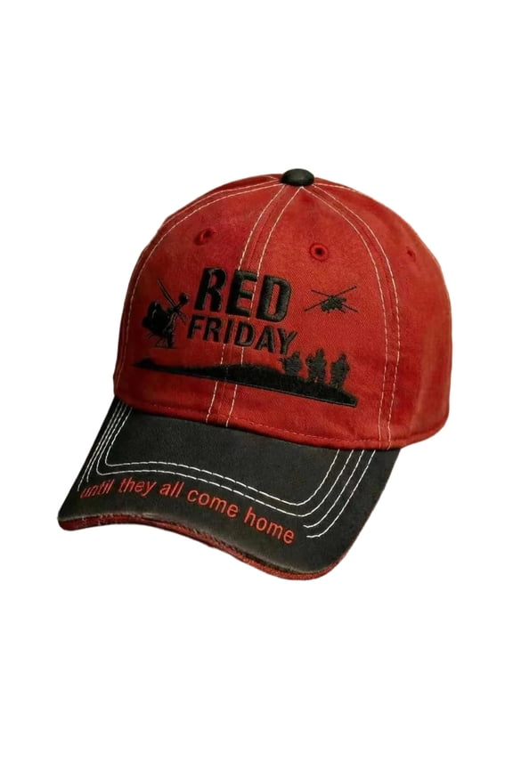 Red Baseball Hat, Patriotic Embroidered Baseball Hat, Remember Everyone Deployed, Retro Trucker Cap for Veterans