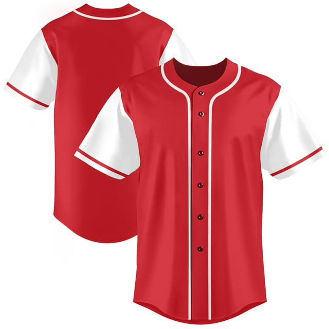 Red Baseball Jersey for Men Blank Baseball Jersey Button Down Shirts