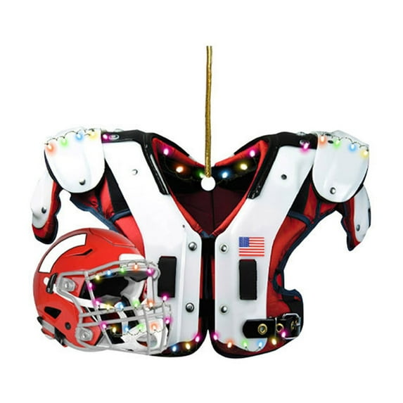 Red Baseball Shoulder Pads Christmas Ornaments For Tree And Car Decor Acrylic Build Size 9X9Cm