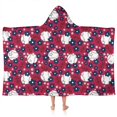 thumbnail image 1 of Red Baseballs with Blue Flowers Pattern Hooded Bath Towel，50"x30" for Ages 3 To 12 Kids, Quick Dry Lightweight Soft Microfiber Hood Beach Towel Cover Up for Kids, 1 of 7