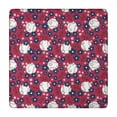 thumbnail image 1 of Red Baseballs with Blue Flowers Pattern Square Fitted Tablecloth with Elastic Edge,Square Table Cover,Washable Elastic Table Cover for Home Kitchen Party Decor 34"x34", 1 of 6