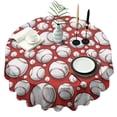 thumbnail image 1 of Red Baseballs Pattern Round Tablecloth 60"x60",Wrinkle Wipeable Table Cloth for Kitchen Dining Room Picnic Patio Party, 1 of 6
